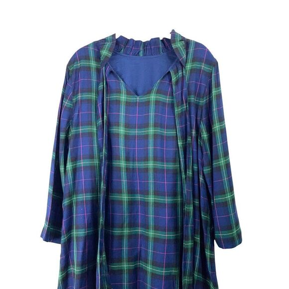 NEW Crown & Ivy Bow Back plaid Ruffle Dress Sz L green navy‎ blue - Picture 5 of 8